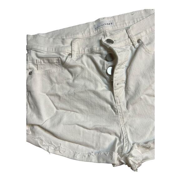 Ann Taylor LOFT White Jean Cut Off Shorts Denim Festival Concert Summer 10 / 30 - Picture 3 of 10